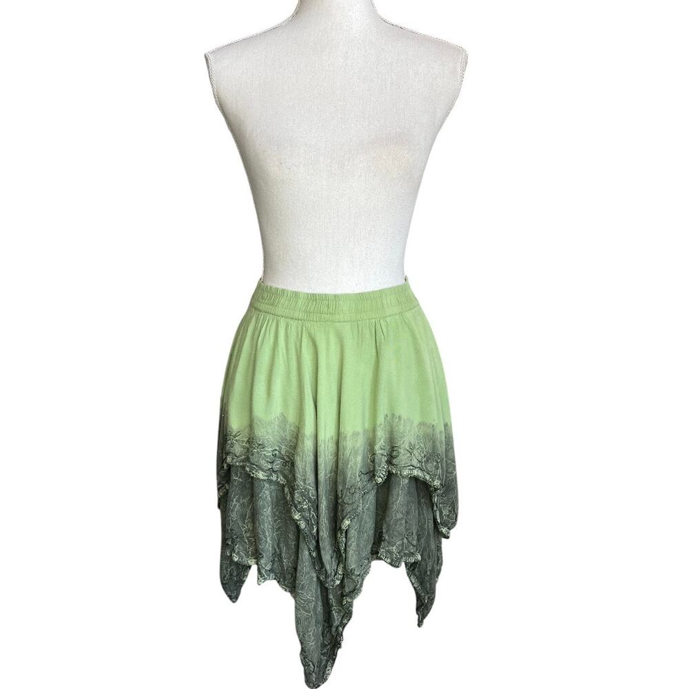 Flower green Fairycore skirt embroidered boho whimsigoth goblin core vintage